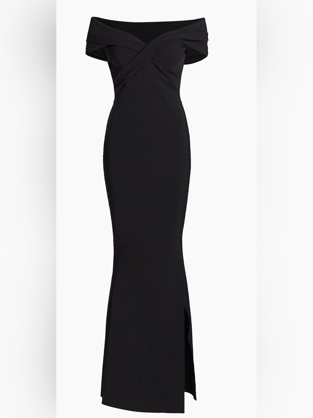 Chiara Boni La Petite Robe Black Off Shoulder Fishtail Gown Sz 42 Wedding Formal - Picture 6 of 16
